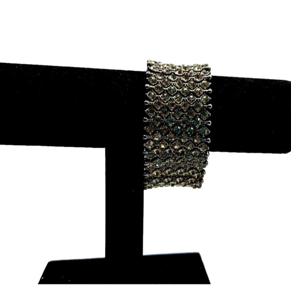 Crystal Bling Cuff Bracelet, Rhinestones, Stretch, Elegant Bracelet